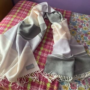 Calvin Klein Women's Oversized Scarf Shawl Blanket Wrap Pink Purple Grey NWOT